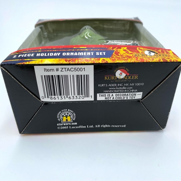 2005 Kurt S. Adler Star Wars 2 Piece Ceramic Christmas Ornament Set Yoda Anakin - Picture 3 of 6